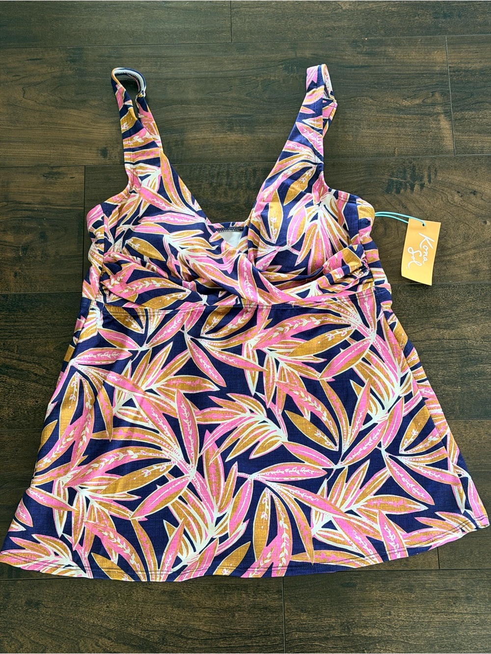 NWT Kona Sol Navy Tropical Print Tankini Top